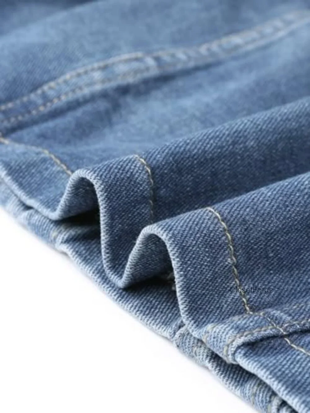 Cropped Denim Jacket with Rolled Sleeves Button Down 3/4 Sleeve